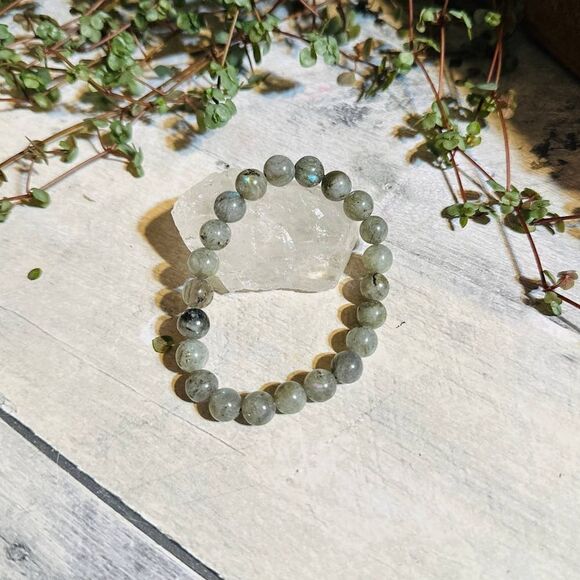 Natural Labradorite Beaded Stretch Bracelet - Picture 5 of 8